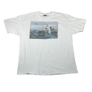 Vintage Duxbak Mallard Duck Hunting Graphic T-Shirt White Mens XL Made in USA